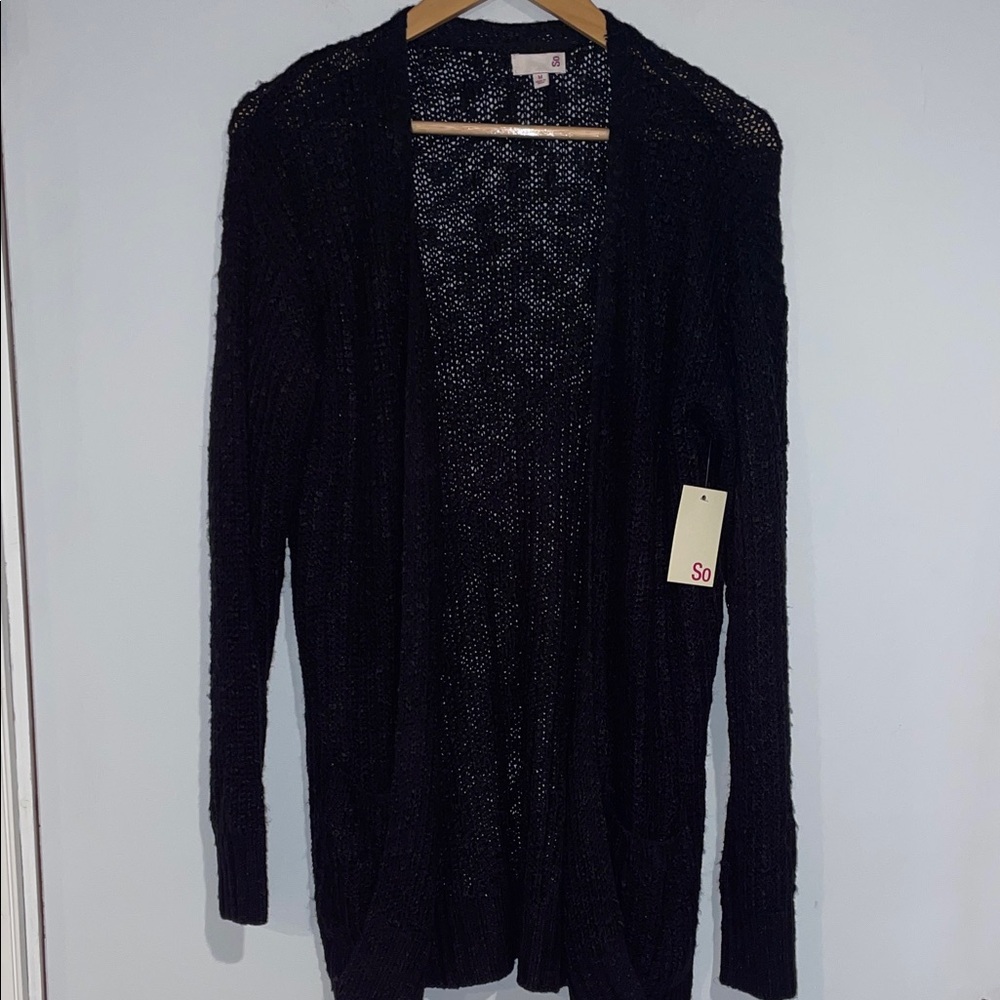 SO Women's Elegant Black Cardigan knit NWT Size Medium